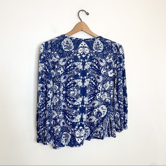 Lucky Brand Blue White Boho Print Tunic‎ Blouse XS - Picture 7 of 7